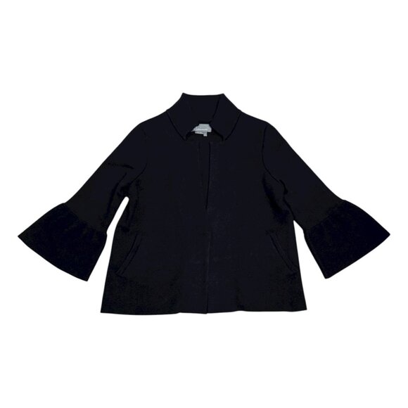 ANTHROPOLOGIE Flared Cuffs Black Designer Cardigan Sweater Womens Small - Picture 1 of 5